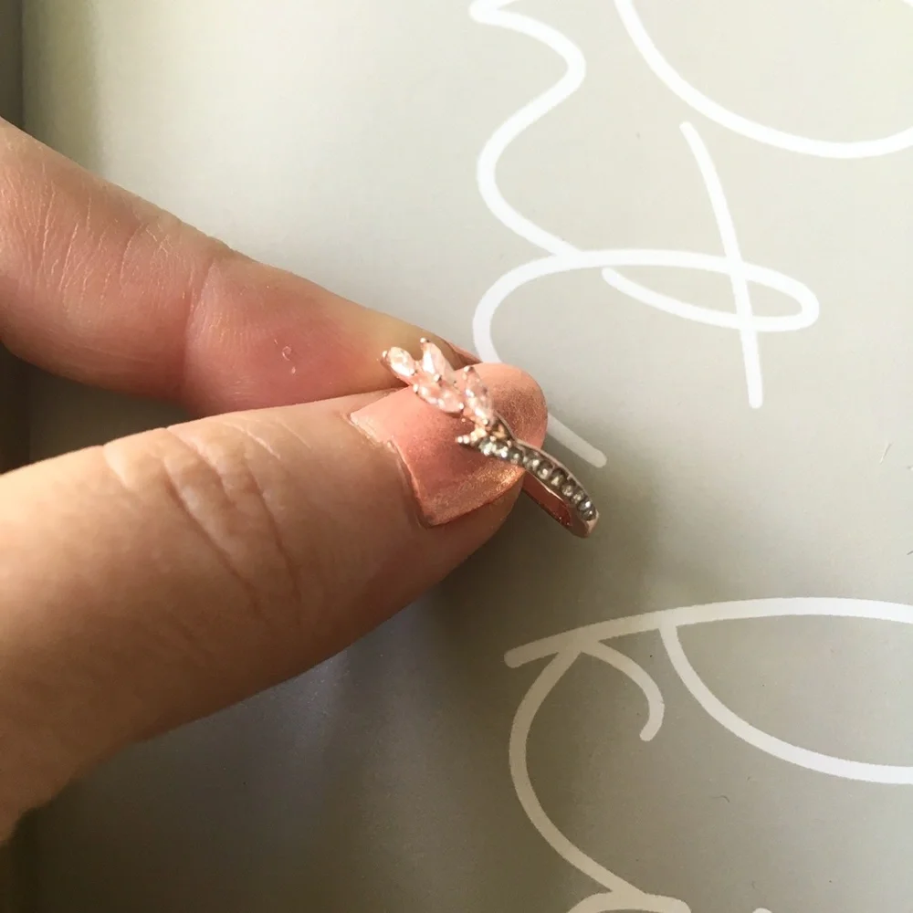 Rose Gold Simulated Diamond Ring - Picture 2 of 6
